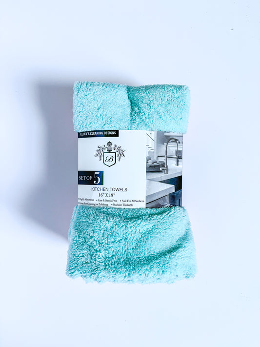 Fluffy Microfiber Kitchen Towels – 5 Pack (16” x 19”)