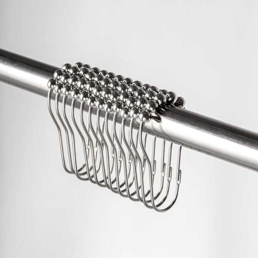 Chrome Metal Shower Curtain Hooks – Set of 12