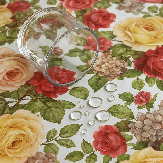Multicolor Garden Roses PEVA Tablecloth – Yellow, Red & Peach Flowers