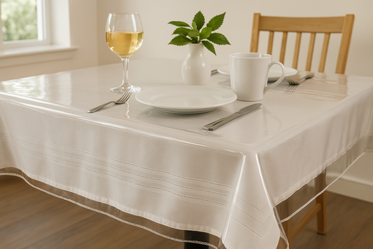 Clear Vinyl Tablecloth Protector – Waterproof & Wipeable