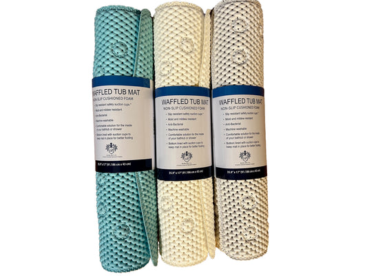 Non-Slip Waffle Tub Mat with Suction Cups – 35.9" x 17"