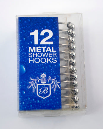 Chrome Metal Shower Curtain Hooks – Set of 12