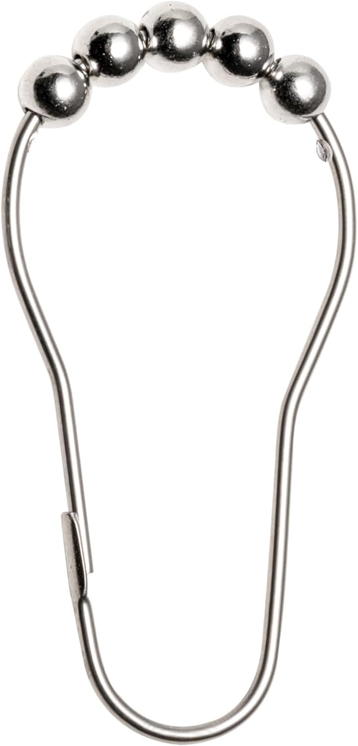 Chrome Metal Shower Curtain Hooks – Set of 12