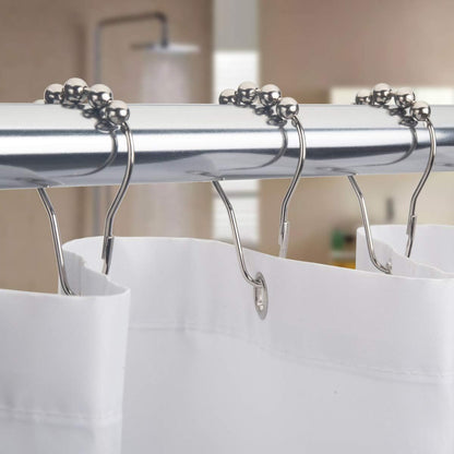Chrome Metal Shower Curtain Hooks – Set of 12
