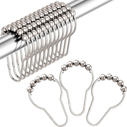 Chrome Metal Shower Curtain Hooks – Set of 12