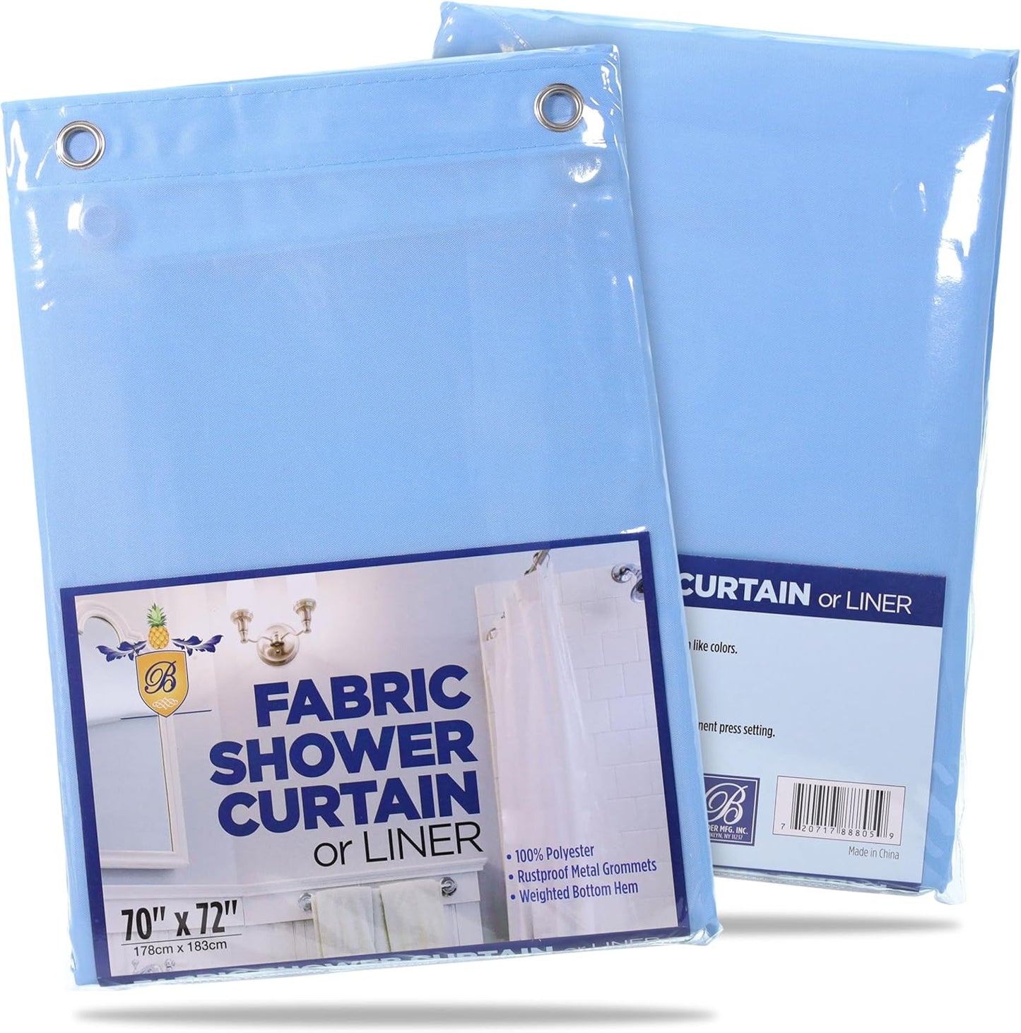 Fabric Shower Curtain or Liner – Weighted Hem & Rustproof Grommets