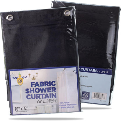 Fabric Shower Curtain or Liner – Weighted Hem & Rustproof Grommets