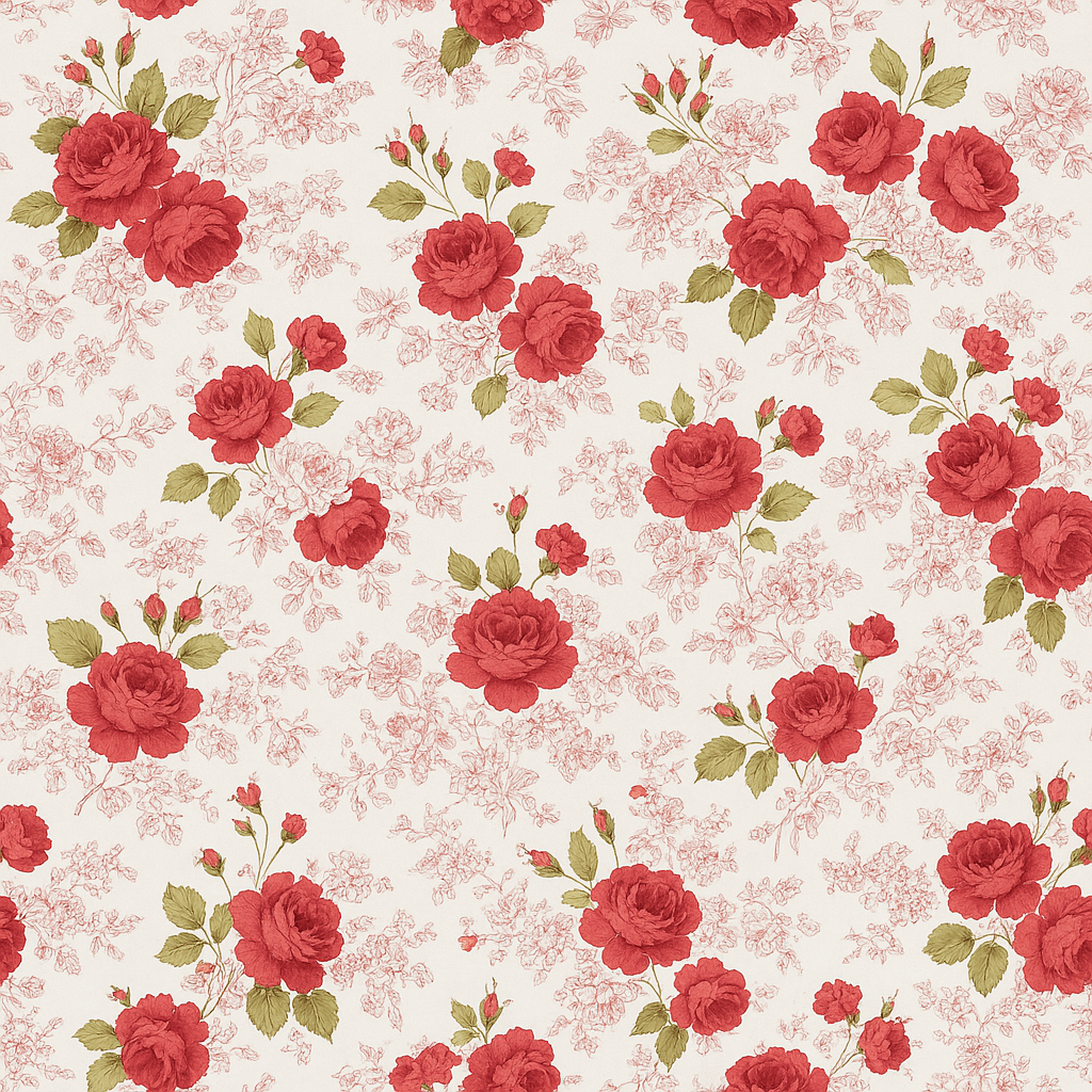 Classic Red Rose Floral PEVA Tablecloth – Romantic Vintage Style