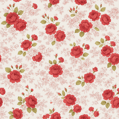 Classic Red Rose Floral PEVA Tablecloth – Romantic Vintage Style