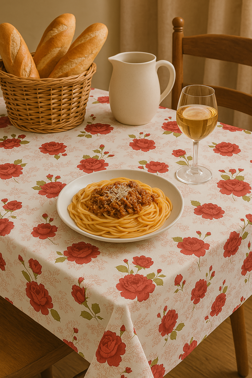 Classic Red Rose Floral PEVA Tablecloth – Romantic Vintage Style