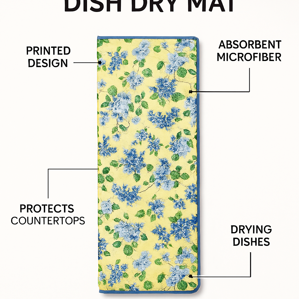 Absorbent Microfiber Drying Mat – 15" x 20" (Set of 1)