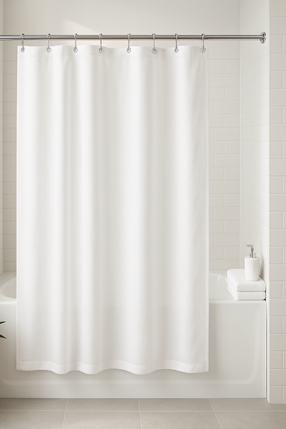 Fabric Shower Curtain or Liner – Weighted Hem & Rustproof Grommets
