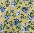 Blue Hydrangea Floral PEVA Tablecloth – Waterproof Flannel Back, Yellow Background