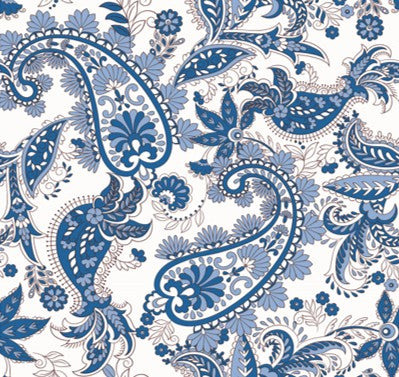 Blue Vintage Paisley Floral PEVA Tablecloth – Flannel Backed