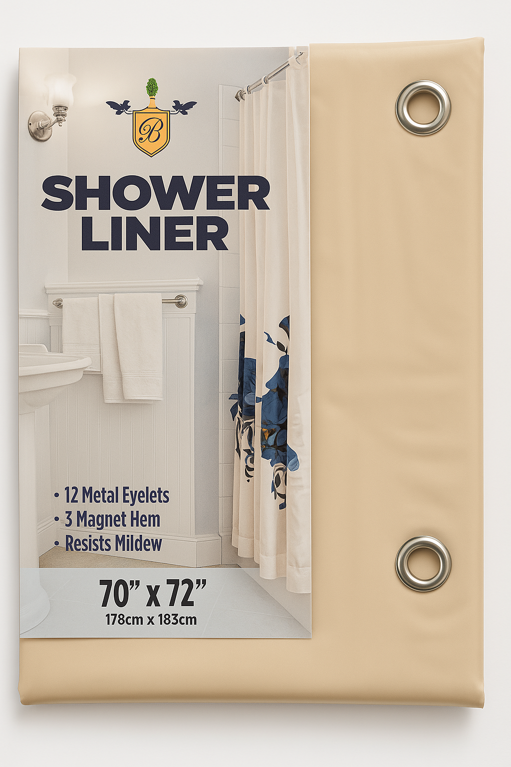 Waterproof Shower Liner with Magnets & Metal Grommets – 70” x 72”