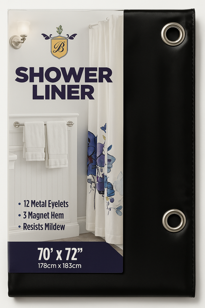 Waterproof Shower Liner with Magnets & Metal Grommets – 70” x 72”