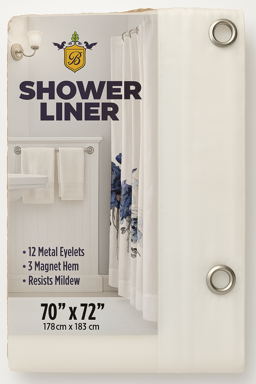 Waterproof Shower Liner with Magnets & Metal Grommets – 70” x 72”