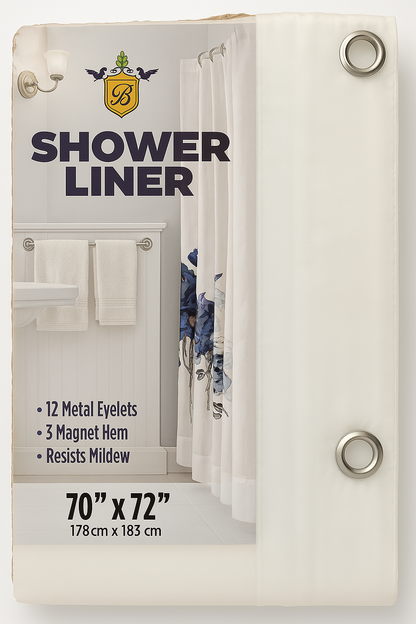 Waterproof Shower Liner with Magnets & Metal Grommets – 70” x 72”