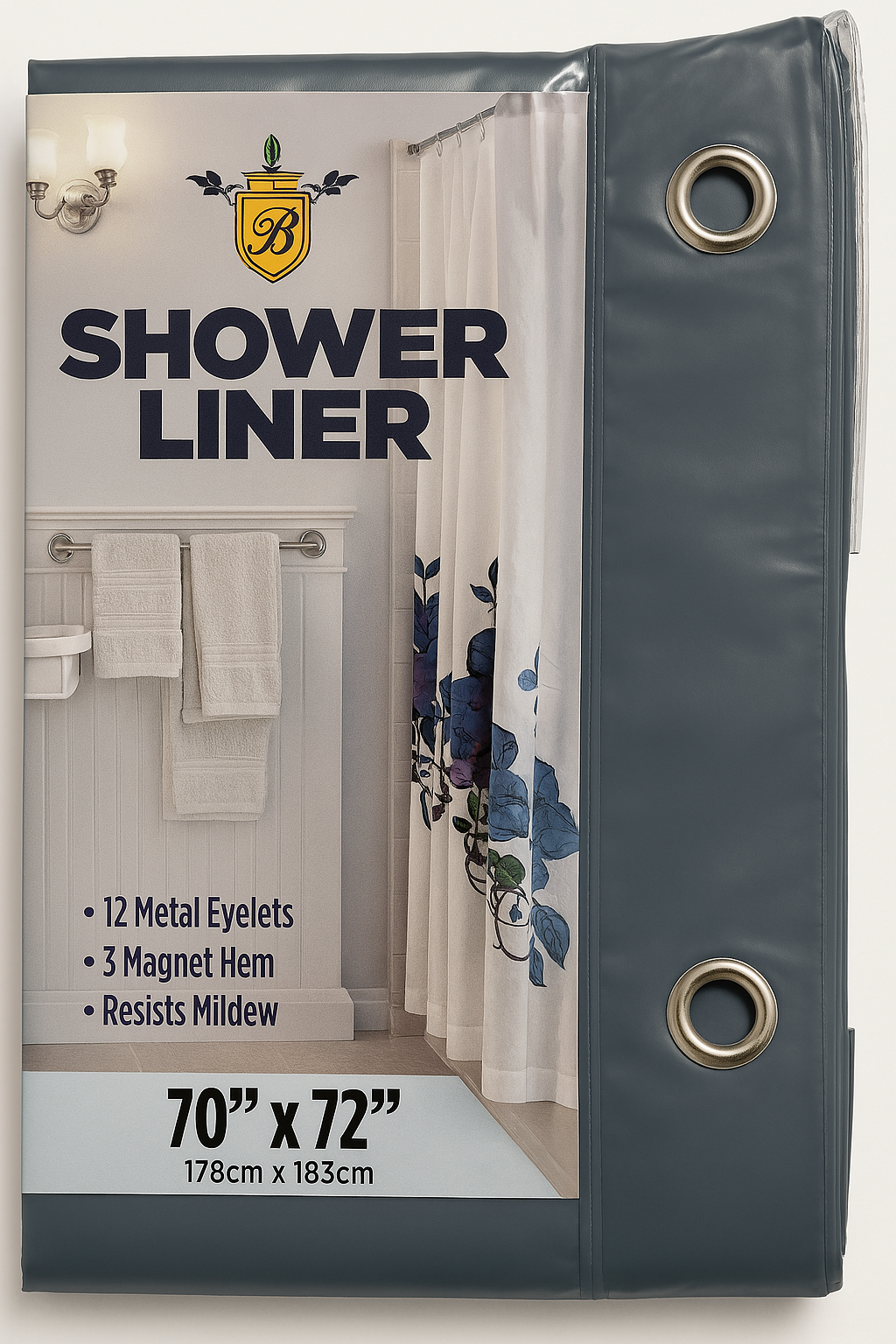 Waterproof Shower Liner with Magnets & Metal Grommets – 70” x 72”