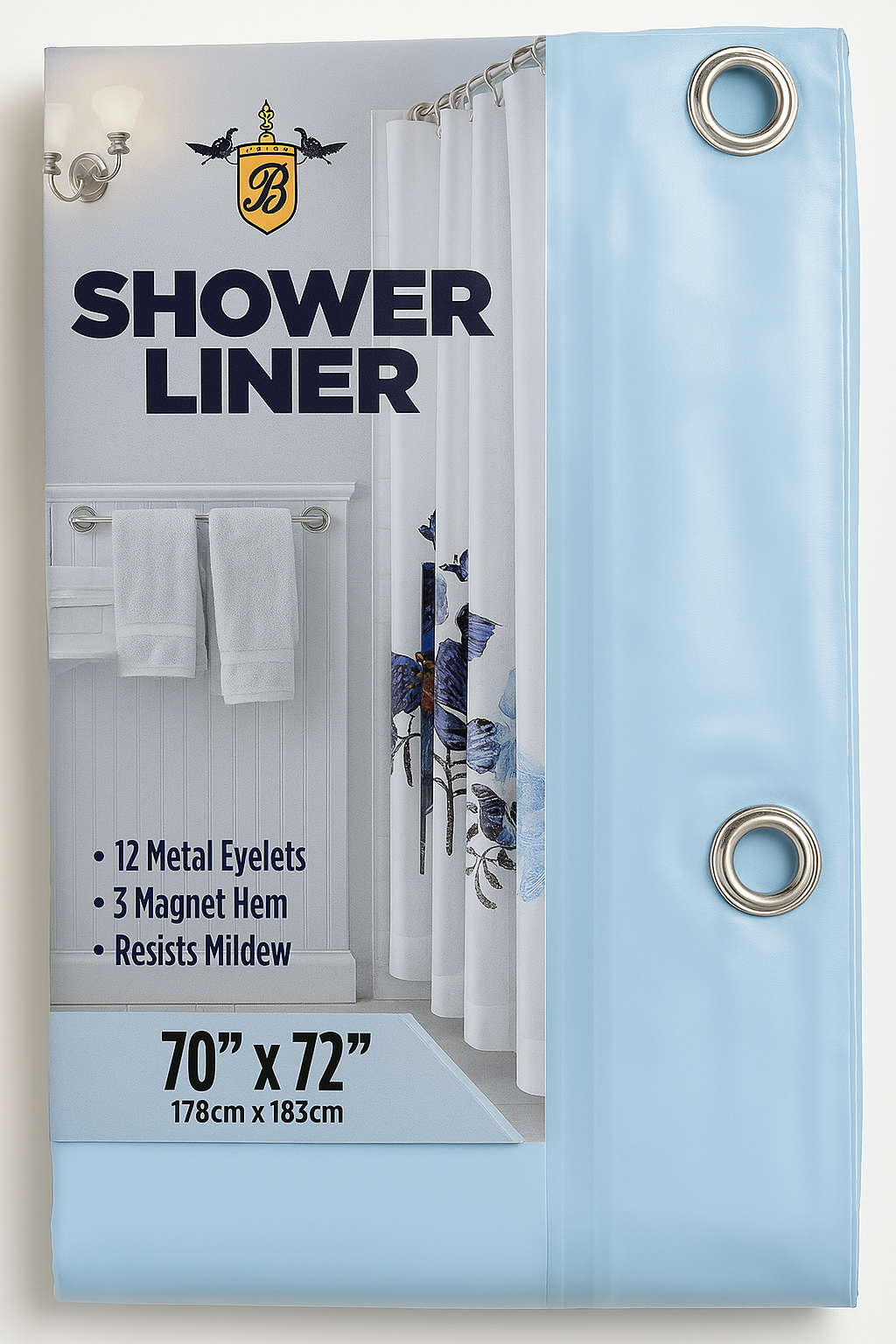Waterproof Shower Liner with Magnets & Metal Grommets – 70” x 72”