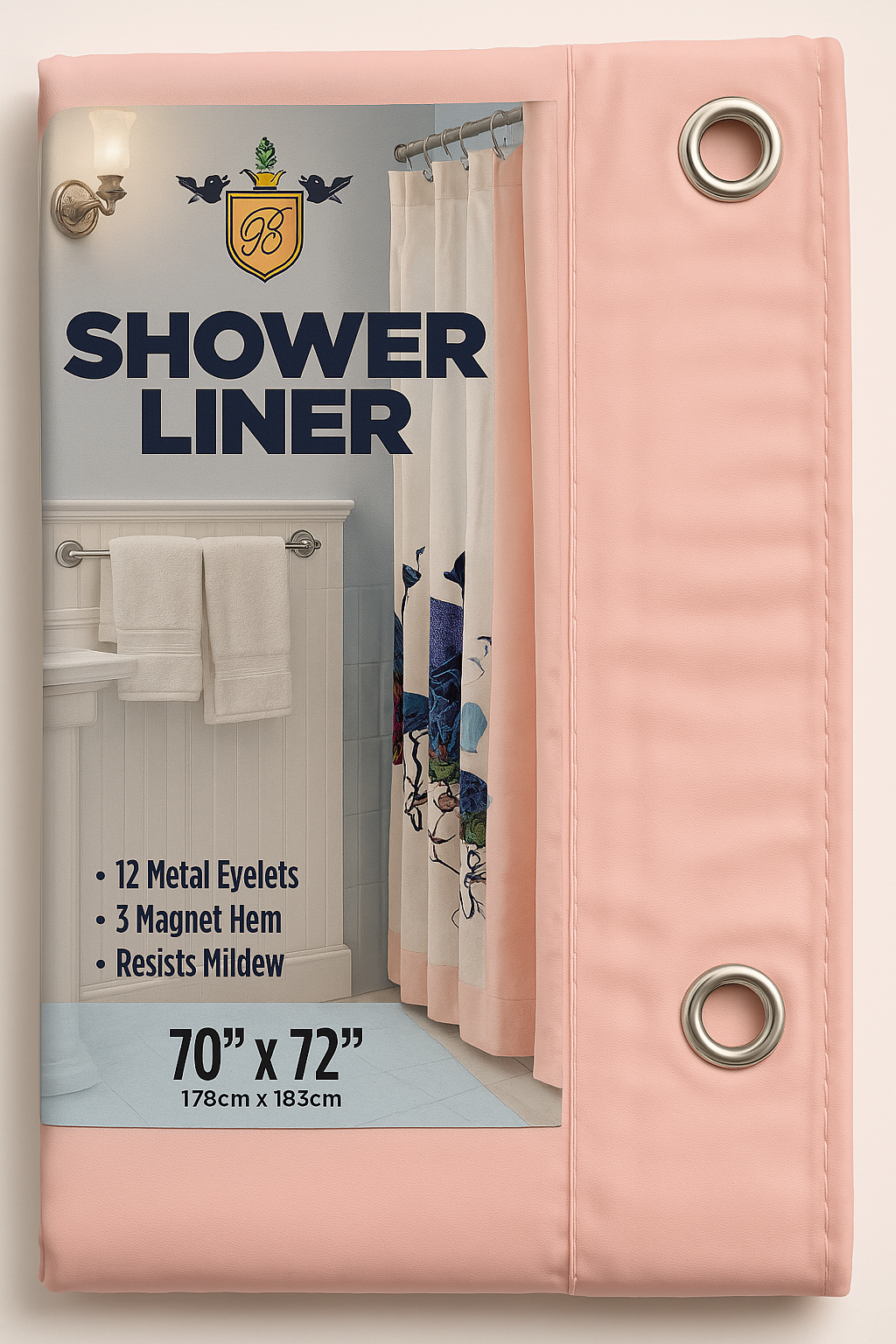 Waterproof Shower Liner with Magnets & Metal Grommets – 70” x 72”
