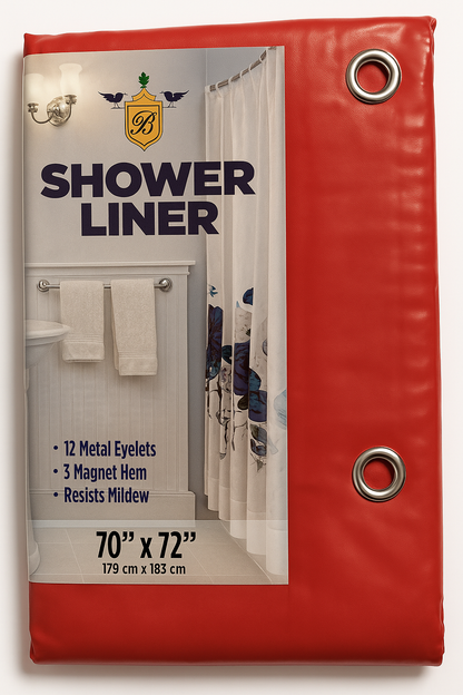 Waterproof Shower Liner with Magnets & Metal Grommets – 70” x 72”