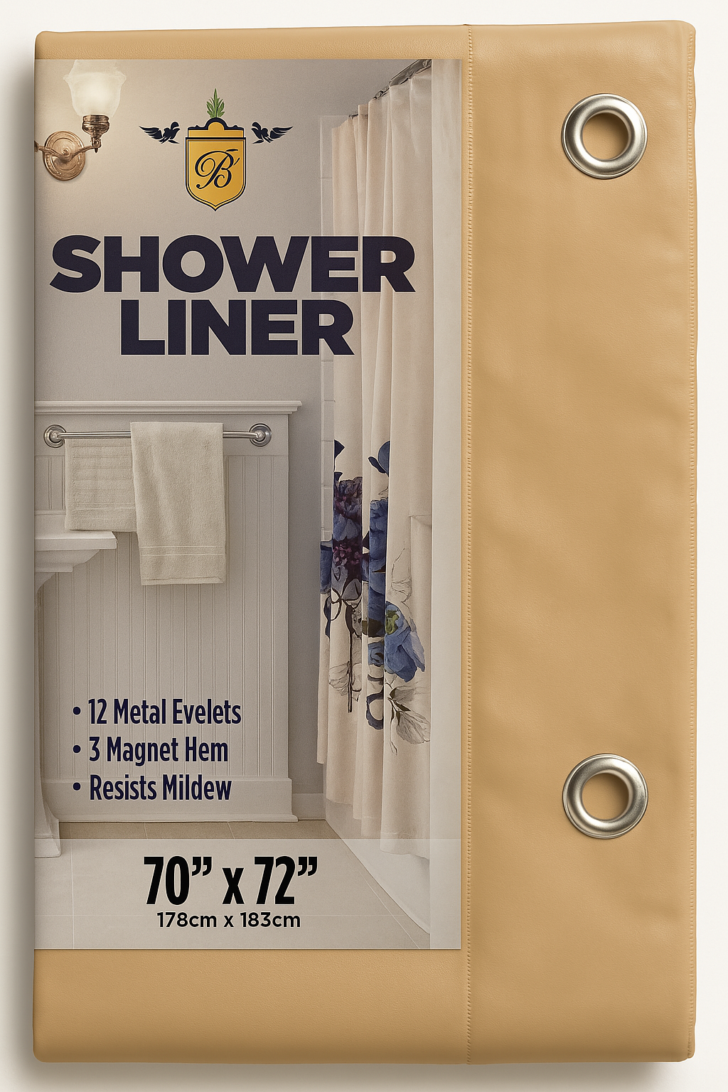Waterproof Shower Liner with Magnets & Metal Grommets – 70” x 72”