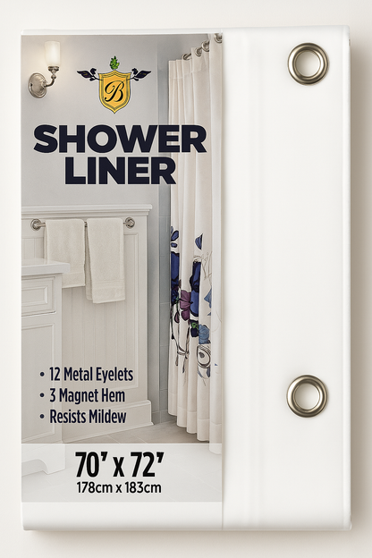 Waterproof Shower Liner with Magnets & Metal Grommets – 70” x 72”